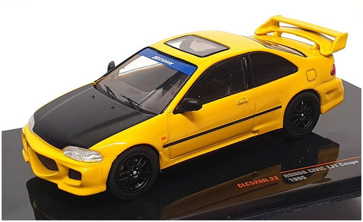 Ixo 1/43 Scale CLC528N.22 - 1995 Honda Civic EJ1 Coupe - Yellow/Black