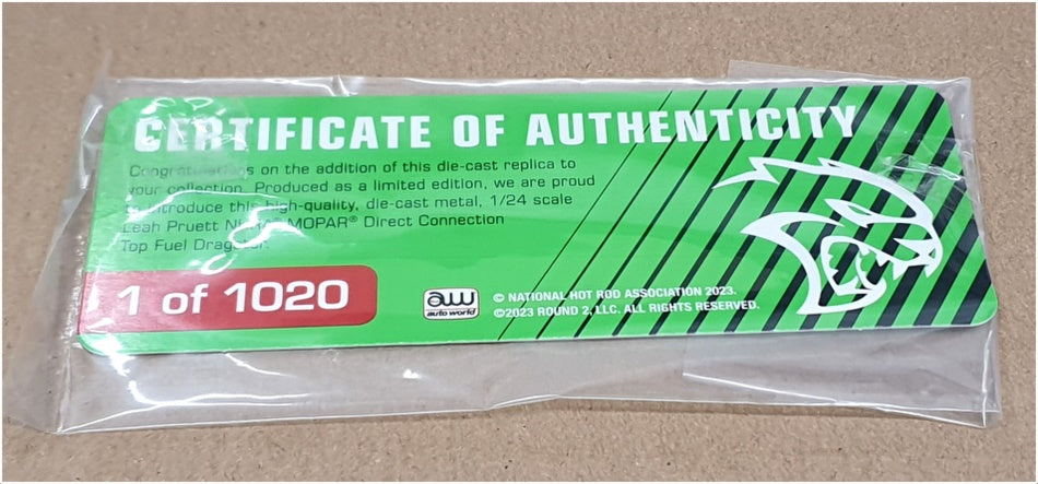 Auto World 1/24 Scale AWN016 - NHRA Direct Connection Top Fuel Dragster L.Pruett