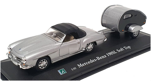 Cararama 1/43 Scale 001470 - Mercedes Benz 190SL S/Top & Caravan - Silver/Black