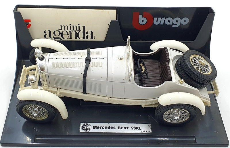 Burago 1/18 Scale Diecast 3002 - Mercedes-Benz SSKL 1931 - White With Desk tidy