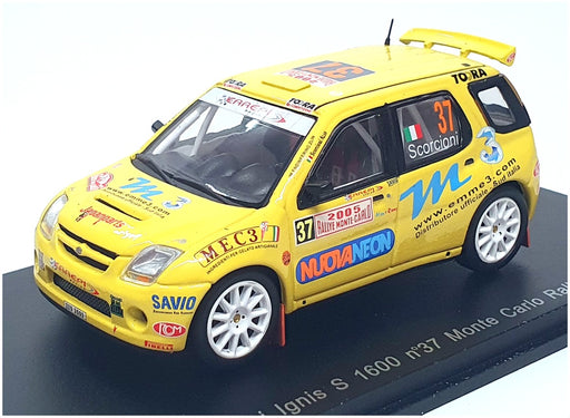 Spark 1/43 Scale S0625 - Suzuki Ignis S 1600 #37 Monte Carlo Rally 2005 - Yellow