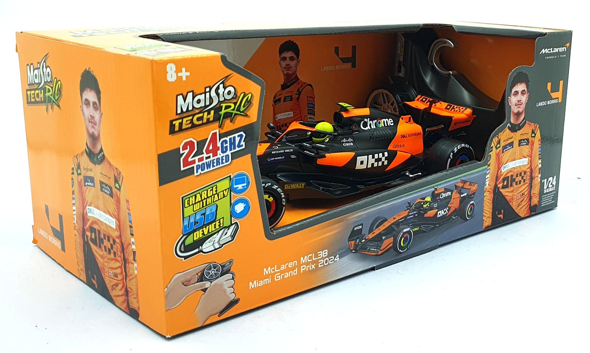Maisto 1/24 Scale 82359 McLaren MCL38 F1 Miami GP 2024 #4 Remote Control Norris