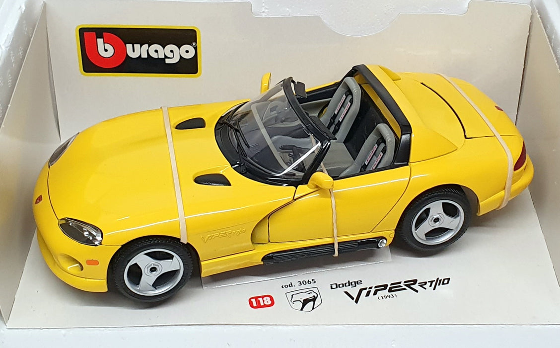 Burago 1/18 Scale Diecast 3025 - 1992 Dodge Viper RT/10 - All Yellow
