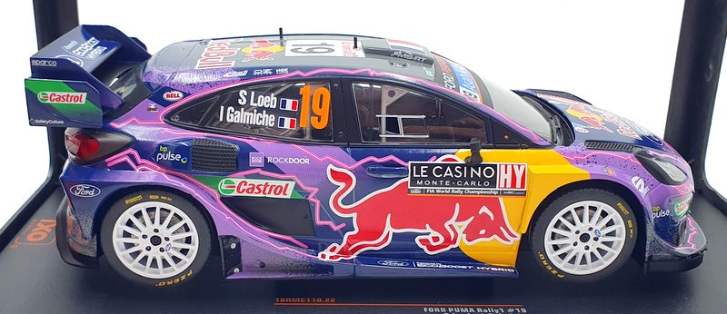 IXO Models 1/18 Scale 18RMC110 - Ford Puma Rally1 #19 Monte Carlo 2022