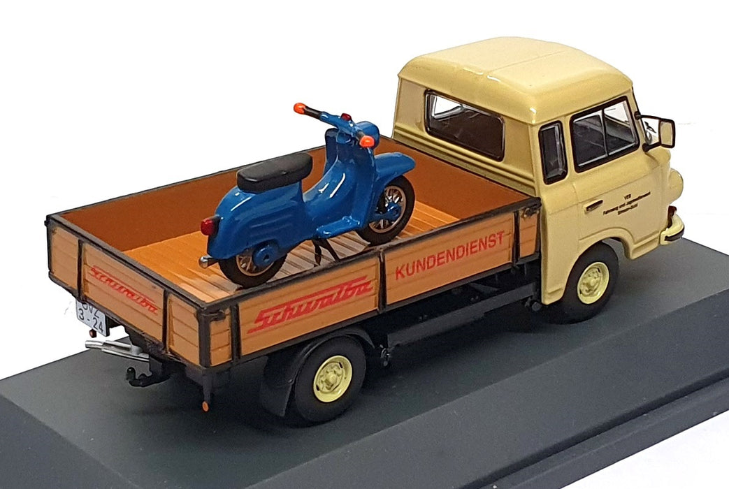 Schuco 1/43 Scale 450367200 - Barkas B1000 & Scooter Simson Schwalbe Pale Green