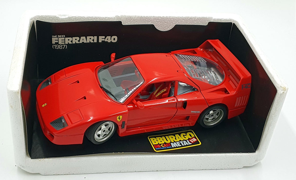 Burago 1/18 Scale Diecast Car 3032 - Ferrari F40 1987 - Red