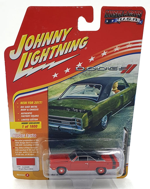 Johnny Lightning 1/64 Scale JLMC011 - 1969 Dodge Dart Swinger - Bright Red