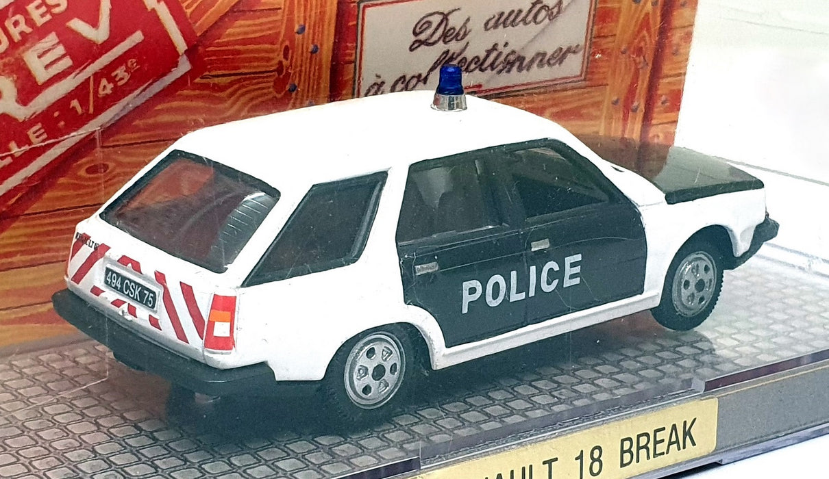 Norev 1/43 Scale Diecast CSK75 - Renault 18 Break Police Car - Black/White