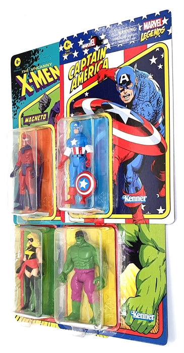 Kenner Marvel Legends - 4x Figures Magneto, Cap. America, Hulk & Carol Danvers