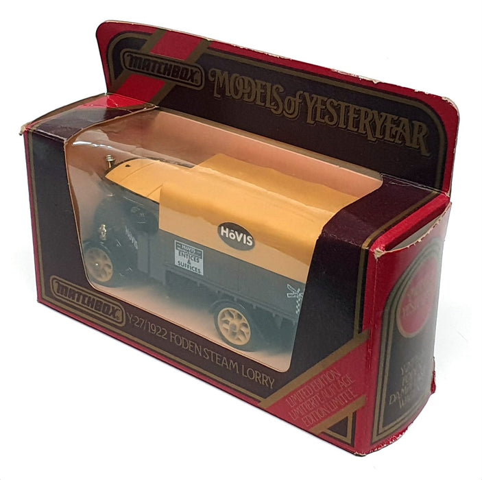 Matchbox Appx 10cm Long Diecast Y-27 - 1922 Foden Steam Lorry "Hovis"