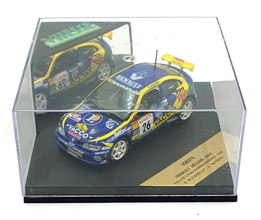 Vitesse 1/43 Scale V98078 Renault Megane Maxi #26 Lyon-Charbonnieres Rally 1998