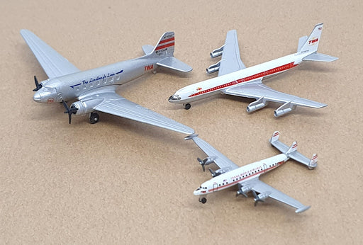 Schabak 3 Piece Aircraft Set 911/10 - TWA 1/250 DC3 1/600 Connie 1/600 B-707