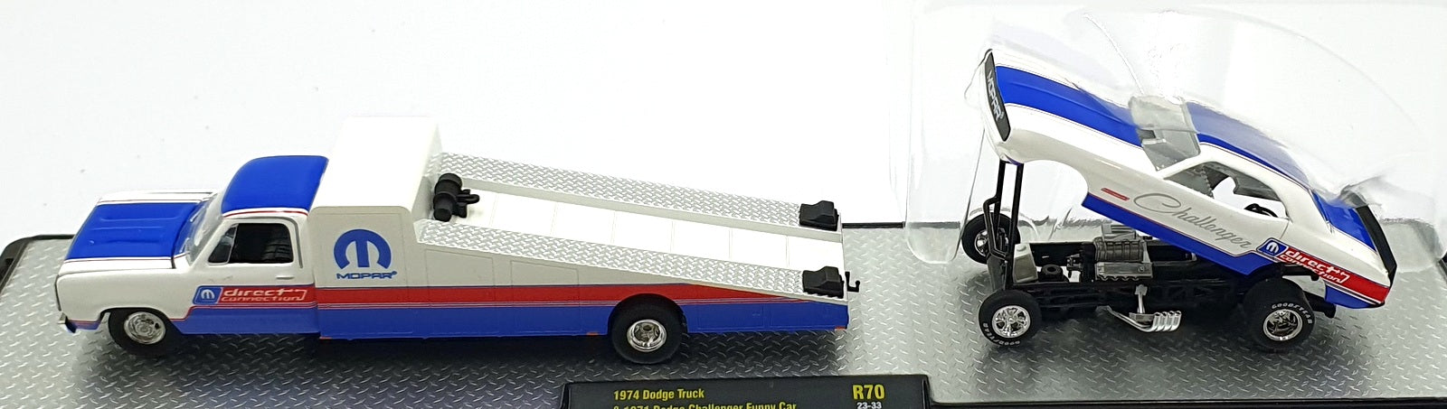 Castline M2 Machines 1/64 Scale R70 '74 Dodge Truck & '71 Challenger Funny Car