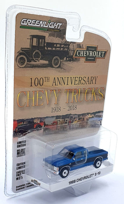 Greenlight 1/64 Scale 28080-B - 1988 Chevrolet S10 - Blue/Black