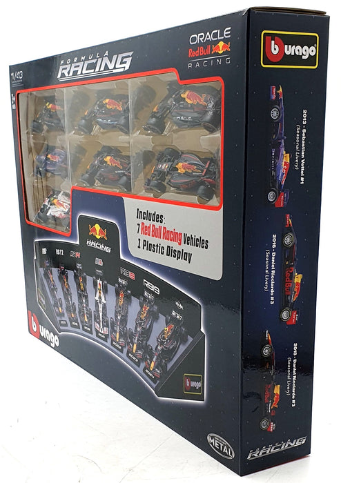Burago 1/43 Scale 18-38168 - Red Bull Racing 7 Cars and Display Stand