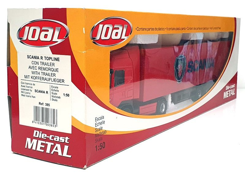 Joal 1/50 Scale Diecast 385 - Scania R Topline Truck & Trailer - Red