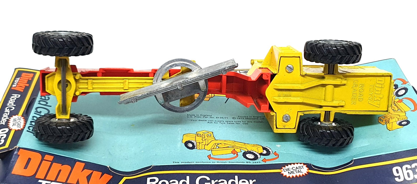 Dinky Toys Appx 30cm Long Original Diecast 963 - Road Grader - Yellow/Red