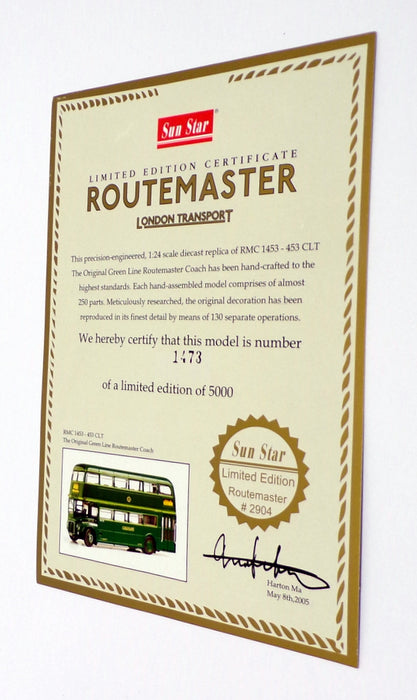 Sun Star 1/24 Scale 2904 - RMC 1453-453 CLT Routemaster Bus - Greenline R715