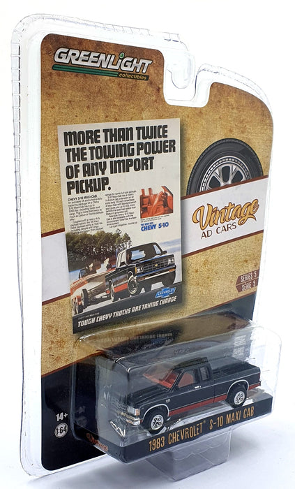 Greenlight 1/64 Scale 39080-E - 1983 Chevrolet S-10 Maxi Cab Truck - Black