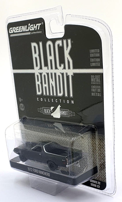 Greenlight 1/64 Scale 28010-B - 1972 Ford Ranchero Black Bandit - Black