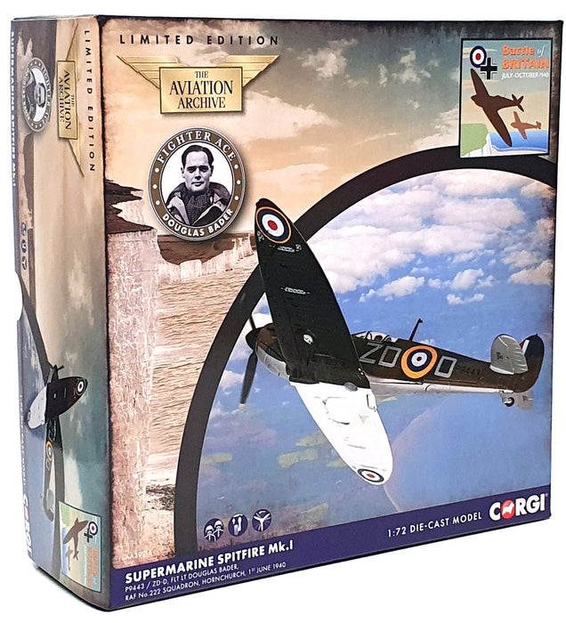 Corgi 1/72 Scale AA39216 Supermarine Spitfire Mk.I Flt Lt Bader RAF 222 Sq. 1940