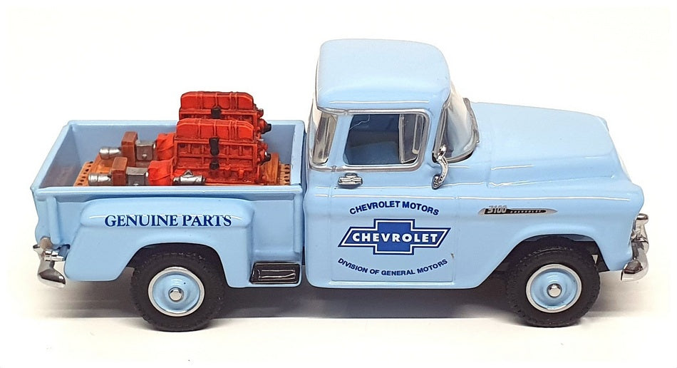 Matchbox 1/43 Scale YIS03-M - 1955 Chevy Pick-Up Genuine Parts & Services L Blue