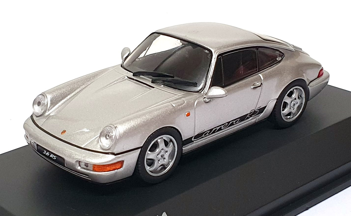 Solido 1/43 Scale S4312904 - Porsche 911 964 RS - Silver/Black Stripe