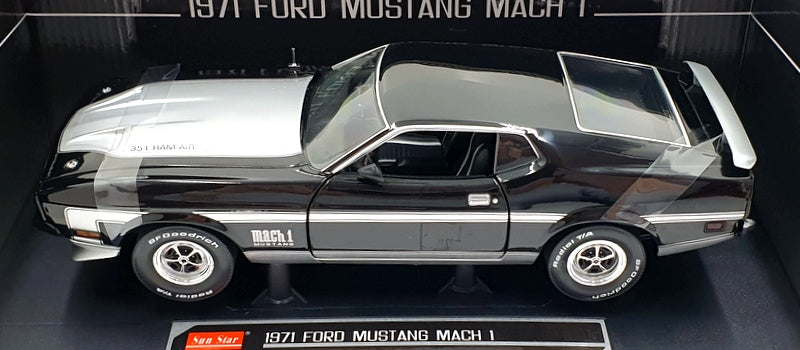 Sun Star 1/18 Scale 3639 - 1971 Ford Mustang Mach 1 - Black/Silver