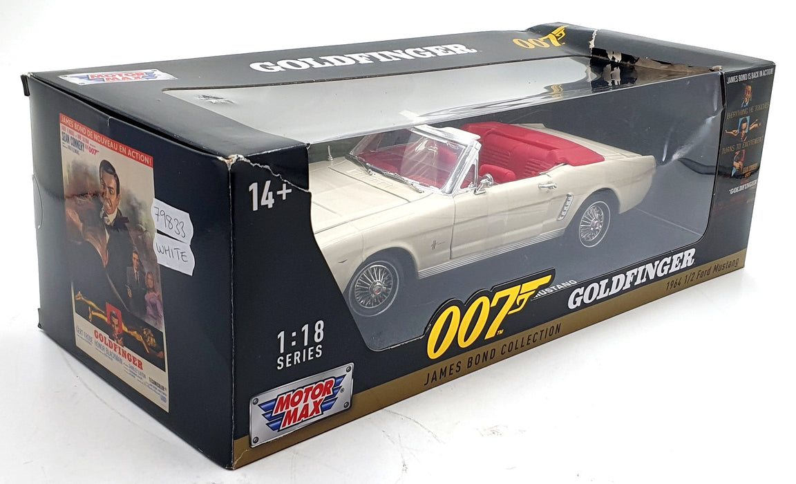 Motor Max 1/18 Scale 79833 - 007 Goldfinger '64 1/2 Ford Mustang - White
