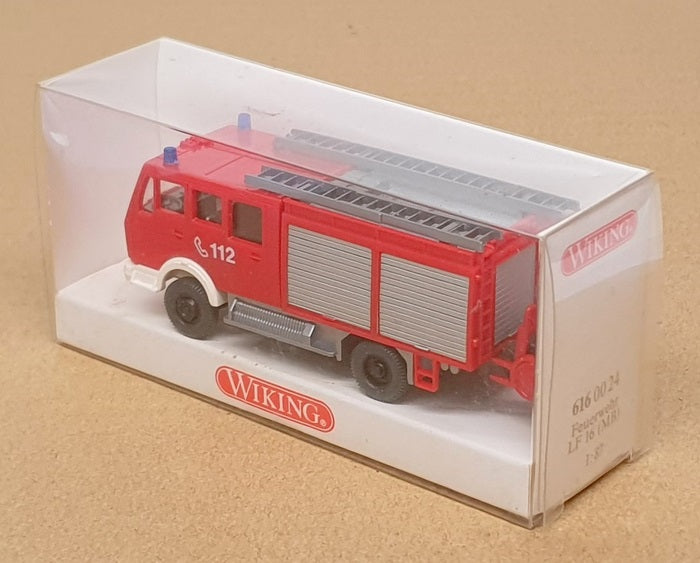 Wiking 1/87 Scale 616 00 24 - Mercedes Benz Feuerwehr LF16 Fire Engine - Red