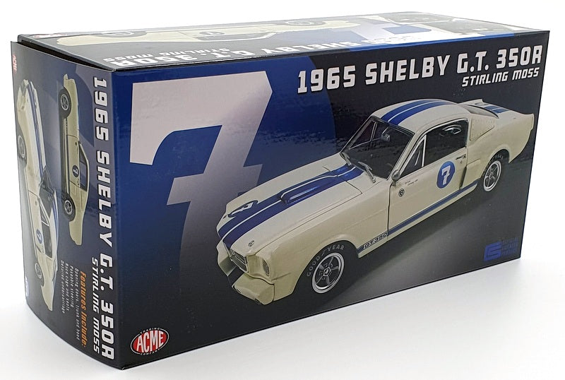 Acme 1/18 Scale Diecast A1801814 - 1965 Shelby G.T.350R S.Moss #7 White