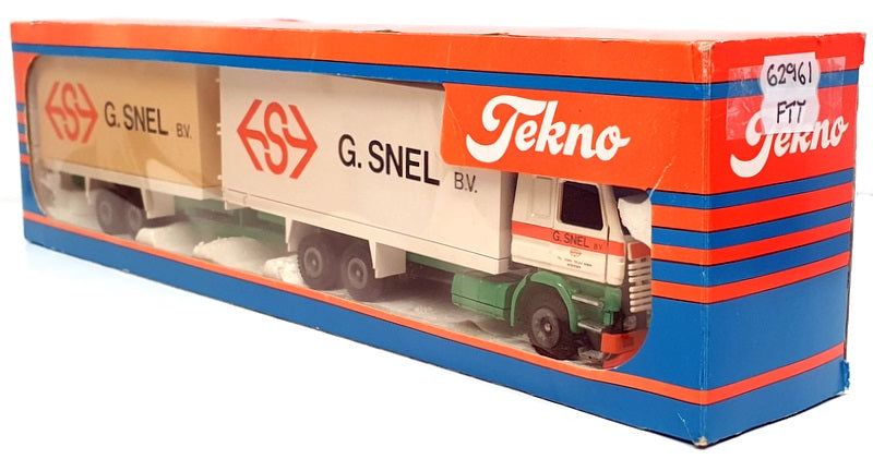 Tekno 1/50 Scale 62961 - Scania Truck & Trailer (G. SNEL) White/Orange/Green