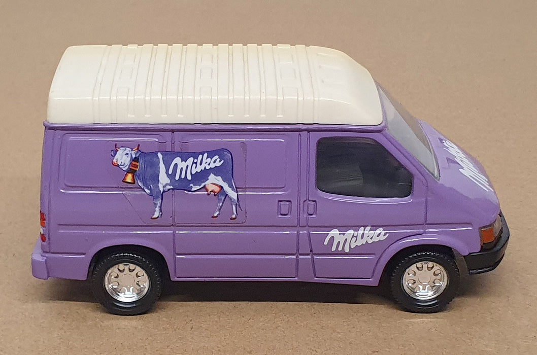 Matchbox 11.5cm Long Diecast K 167 - Ford Transit Van Milka - Lilac/White