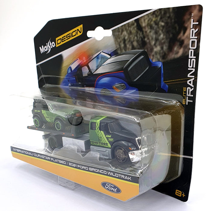 Maisto 1/64 Scale Diecast 15055 Durastar Flatbed/ 2021 Ford Bronco Wildtrak