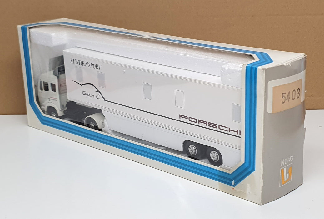Eligor 1/43 Scale 5403 - Mercedes Benz Transporter Truck Porsche - White