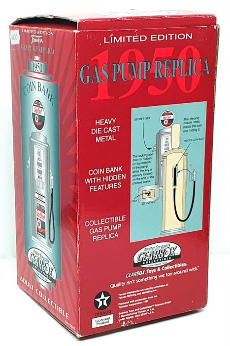Gearbox Appx 21cm Tall Diecast 66010 - 1950 Gas Pump Coin Bank Texaco - Silver
