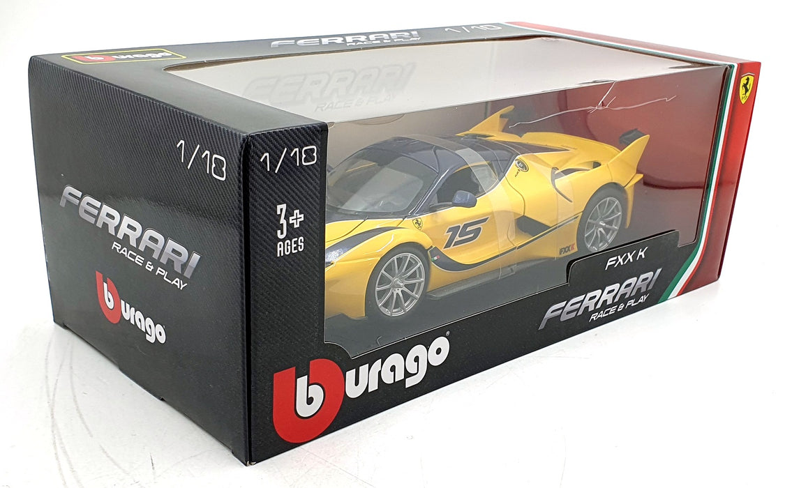 Burago 1/18 Scale Diecast 18-16010Y Ferrari FXX K Supercar - Yellow/Blue