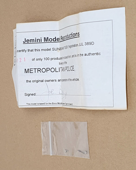 Jemini 1/43 Scale JSE004 - Sunbeam Tiger Metropolitan Police - White