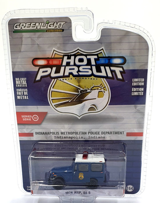 Greenlight 1/64 Scale 42980-A - 1974 Jeep DJ-5 Police Car - Indianapolis PD