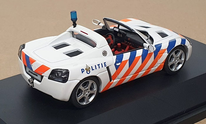 Schuco 1/43 Scale SC291 - Opel Speedster Politie - White/Orange/Blue