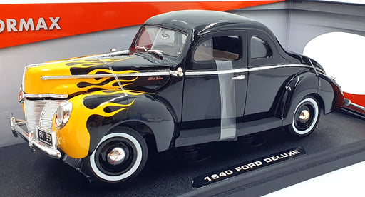 Motor Max 1/18 Scale Diecast 73108 - 1940 Ford Deluxe - Black/Flames