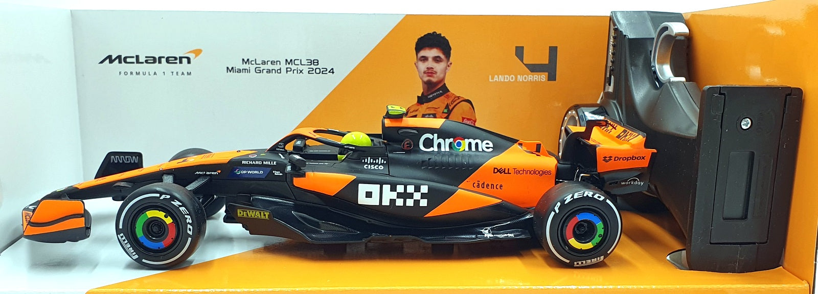Maisto 1/24 Scale 82359 McLaren MCL38 F1 Miami GP 2024 #4 Remote Control Norris
