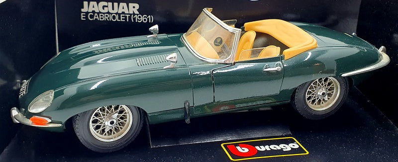 Burago 1/18 Scale Diecast 3026 - 1961 Jaguar E Type Cabriolet - Green