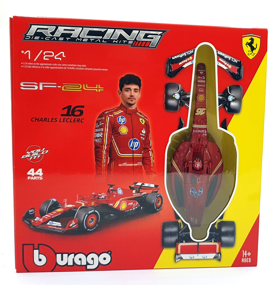 Burago 1/24 Scale Metal Kit 18-26856 - Ferrari SF-24 #16 2024 - LeClerc