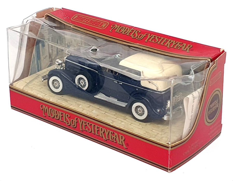 Matchbox Appx 11cm Long Diecast Y-34 - 1933 Cadillac 452 V16 - Blue