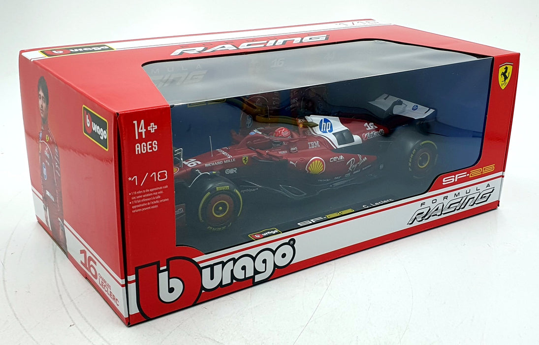 Burago 1/18 Scale Diecast 18-16816 - Ferrari SF-25 C.Leclerc #16 F1