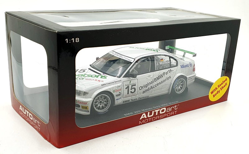 Autoart 1/18 Scale Diecast 80449 - BMW 320i E46 Macau 2004 J.Muller #15