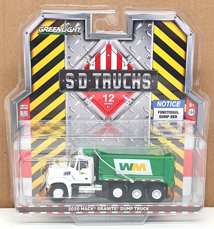 Greenlight 1/64 Scale 45120-B - 2020 Mack Granite Dump Truck - White/Green