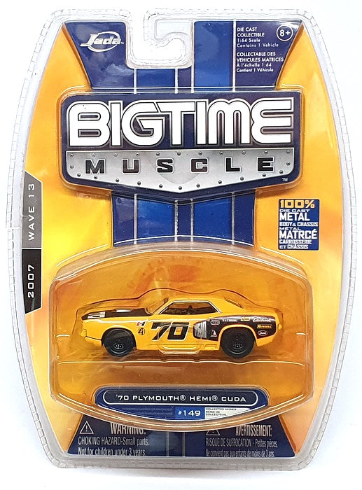 Jada Toys 1/64 Scale 12006 - 1970 Plymouth Hemi Cuda #70  - Yellow/Black