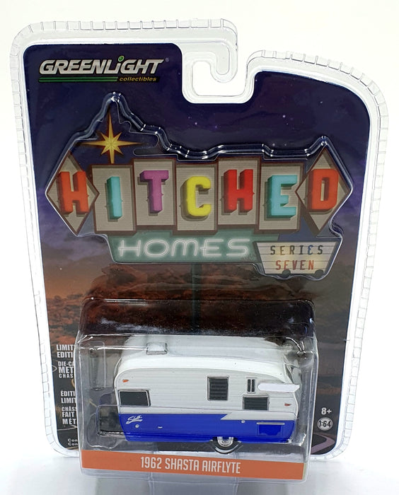 Greenlight 1/64 Scale 34070-F - 1962 Shasta Airflyte Trailer - White/Blue